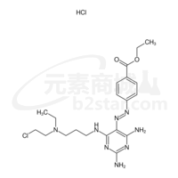 ethyl 4-{(E)-[2,4-diamino-6-({3-[(2-chloroethyl)(ethyl)amino]propyl}amino)pyrimidin-5-yl]diazenyl}benzoate hydrochloride (1:1)
