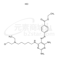 ethyl 4-{(E)-[2,4-diamino-6-({5-[(2-chloroethyl)(ethyl)amino]pentyl}amino)pyrimidin-5-yl]diazenyl}benzoate hydrochloride (1:1)