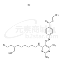 ethyl 4-{(E)-[2,4-diamino-6-({6-[(2-chloroethyl)(ethyl)amino]hexyl}amino)pyrimidin-5-yl]diazenyl}benzoate hydrochloride (1:1)